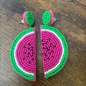 Watermelon Beaded Earrings Summer Fun